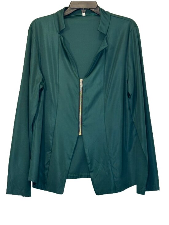 SHEIN Jackets & Blazers - Green Zip-Front Lightweight Jacket/Cardigan Size XL